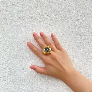 BONETTO Vintage Gold and Black Watch Ring
